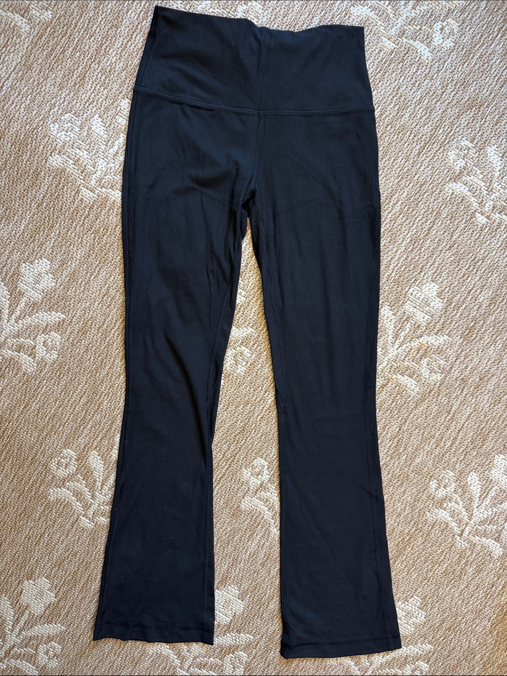 Lululemon High-Waist Black Ribbed Flare Pants